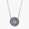 Collana in argento S925 con pendente rotondo pavé di zirconi colorati e motivo a spirale - Argento sterling 925