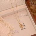 Collana dorata in acciaio inossidabile con ciondolo rettangolare inciso a stella e cristallo - Stile Motivo a Stella Rettangolare(3#)