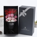 18-piece soap rose flower gift box in black with pink and white gradient roses - 18 Pcs/Black Box / Red Gradient