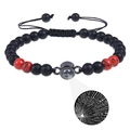 Detail of beaded bracelet with projection stone showing I Love You in 100 languages - Frosted Stone & Red Turquoise (Projection Bracelet)