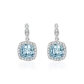 Elegant 925 sterling silver stud earrings featuring square-cut light blue sea star stones - 925 Silver / Stud Earrings