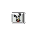 Edelstahl Armband-Modul mit süßem Panda-Motiv für italienische Charms-Armbänder - Panda isst Bambus-Stil (Y142)
