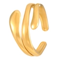 Detailed view of layered wavy 18K gold plated ring with open adjustable design - 18K Gold Organic Streamline (X652)