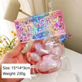 Rosa Katzenpfote Squishy Anti-Stress-Spielzeug mit Silberglitzer, 15x14cm 230g - Riesige Lichtdurchlässige Rosa Katzenpfote