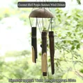 Handcrafted bamboo wind chime with coconut shell top and purple bamboo tubes - Coconut Shell Purple Bamboo (Dia 13cm/Len 35cm)