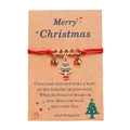 Handmade red woven Christmas tree wish bracelet with gold chain and enamel charms - Christmas Tree