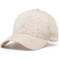 Damen Mesh-Baseballkappe mit floraler Spitze und atmungsaktivem Sonnenschutz für den Sommer - Gebrochenes Weiß