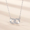 925 sterling silver infinity necklace with intertwined rhombuses and clear crystals - D586 Double Rhombus Interlocking White Gold (With Cross Chain) / 925 Silver