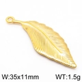 Goldener Edelstahl Blattanhänger für Halsketten, Größe 35x11mm und Gewicht 1,5g - Goldene Feder (KLJ5784-Z) / 35x11mm