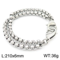 Bracciale a catena minimalista in acciaio inossidabile argento con chiusura a moschettone - Stile a Maglia Tonda e Quadrata (KB162571-Z)