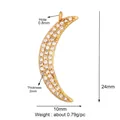 Golden moon charm pendant with white cubic zirconia pavé setting, size 24x10mm - Gold Zirconia Moon