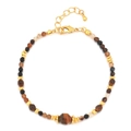 Bracciale artigianale in pietre occhio di tigre con chiusura a moschettone dorata - Occhio di Tigre (SL-101J-3)