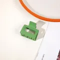 Rectangle matte green hair claw clip with geometric design on a stylish magazine background - Matte Fruit Green