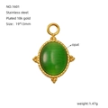 Colgante de acero inoxidable chapado en oro 18k con opalo, 19x13mm, peso 1,47g - Estilo Óvalo de Opalo (1601)