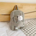 Cute grey plush kids backpack with a detachable white unicorn toy and pink embroidery - Grey Unicorn (with Anti-lost Leash)