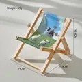 Mini wooden beach chair phone holder with sheep and windmill print canvas, weight 33g - Lamb