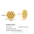 Detailed specs of waterproof 18k gold plated stainless steel geometric stud earrings - Golden Bead Cluster Studs (EOM247064)