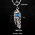Collana piuma d'argento con ciondolo occhio blu su catena in acciaio inossidabile - Piuma Occhio Blu 5
