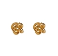 Pendientes de botón con nudo de amor trenzado dorado y diseño metálico minimalista - Dorado