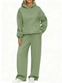 Men's green oversized hoodie and wide-leg sweatpants two-piece casual tracksuit set - Bean Green