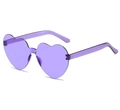 Translucent purple heart-shaped rimless sunglasses with matching transparent temples - Purple