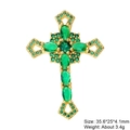 Vintage gold cross pendant with green zircon and 8-shape detail on white background - Style 78/Gold Green Zircon Cross/35.6*25*4.1mm