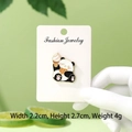 Cute panda enamel pin holding a pink ice cream with a 2.2cm by 2.7cm size specification - Food Ice Cream Panda