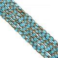 Lake blue oval crystal glass beads with gold trim for DIY jewelry making and crafts - Transparent Lake Blue 4x6mm