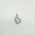 Silver color hollow gourd pendant with white zircons for DIY jewelry making - Gourd - Silver