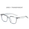 Minimalist transparent grey square frame sunglasses with silver star metal ornaments - Clear Gray Frame Clear Lens