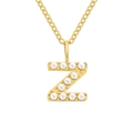 Elegant gold stainless steel necklace featuring a pearl-inlaid initial letter Z pendant. - Letter Z - Gold