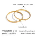 Detail showing two-piece stainless steel bangles with hammered texture and smooth finish - 2Pcs Set (Inner Diameter 6.5cm) / Gold 65mm (YYBL025056-G-65)