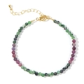 Bohemian double-layer bracelet with green and ruby zoisite beads and gold clasp - Green Purple-Red (B-B24070402A)