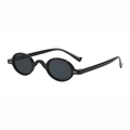 Steampunk Retro Sonnenbrille mit kleinem ovalem Rahmen und goldenen Nieten - Schwarzer Rahmen Schwarz Graue Gläser