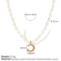Elegant pearl necklace with stainless steel gold letter C pendant and adjustable chain - Letter C(XL185珍珠C金色项链)