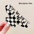 Classic black and white checkerboard hair claw clip in 10cm size for thick hair - Keel Shaped Style (0312)