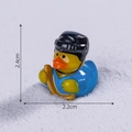 Miniature hockey yellow duck figurine in blue jersey with helmet for DIY decor, 2.4cm - Ice Hockey Duck