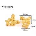 Gold butterfly stud earrings in vintage stainless steel with detailed dimensions and weight - Gold/Butterfly