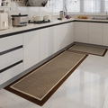 Absorbent striped non-slip kitchen mats in brown and beige colors, set of two rectangular rugs - 50x80cm / Brown