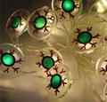Spooky eyeball LED string lights with green pupils and red veins for festive holiday decor - 1m 10-LED (2AA Battery Model) / Eyeball