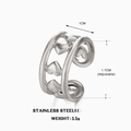 Anello regolabile in acciaio inossidabile argento con cuori traforati largo 1 cm - Stile Cuore Argento