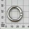 Polished silver swivel spring O-ring buckle for handbags with 35mm outer diameter - 28mm Round Spring Ring / Silver/White K