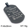 Collar de placa militar en acero de titanio negro para papá con grabado láser - Solo Colgante / Negro