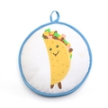 Sac chauffe-tortilla rond avec imprimé taco et bordure en tissu bleu marine - Pain Debout