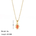 Elegante collana in titanio dorato con pendente ovale in pietra rossa e catena da 45 cm - Oro-Strass Rosso