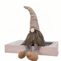 Incantevole gnomo natalizio nordico di peluche con gambe lunghe per decorazioni di casa - Berretto in maglia marrone