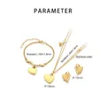 Detailed view of 18K gold plated stainless steel heart jewelry set with exact dimensions - Gold (KS222231-Z)