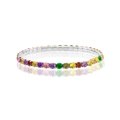 Bracelet tennis arc-en-ciel avec oxydes de zirconium colorés sur socle en acier argenté - 4mm / Argent Strass Multicolore (42 Pièces)
