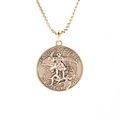 Collana con ciondolo San Michele Arcangelo dorato stile vichingo e catena box - Pendaglio Oro - Senza Catena (B0424)