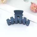 Matte dark blue hair claw clip with wave-shaped teeth for secure high ponytail styling - Navy Blue
